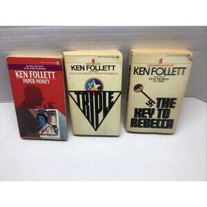 Ken Follett Vintage Signet Paperback Lot Triple Key To Rebecca Paper Money